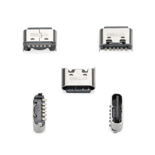 TYPE-C 6PIN 母座立式短體貼板H=5.0--(UC.01.53-1B-0003)_調(diào)整大小